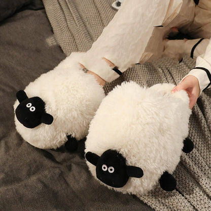 Cute Lamb Cotton Slippers Female Winter