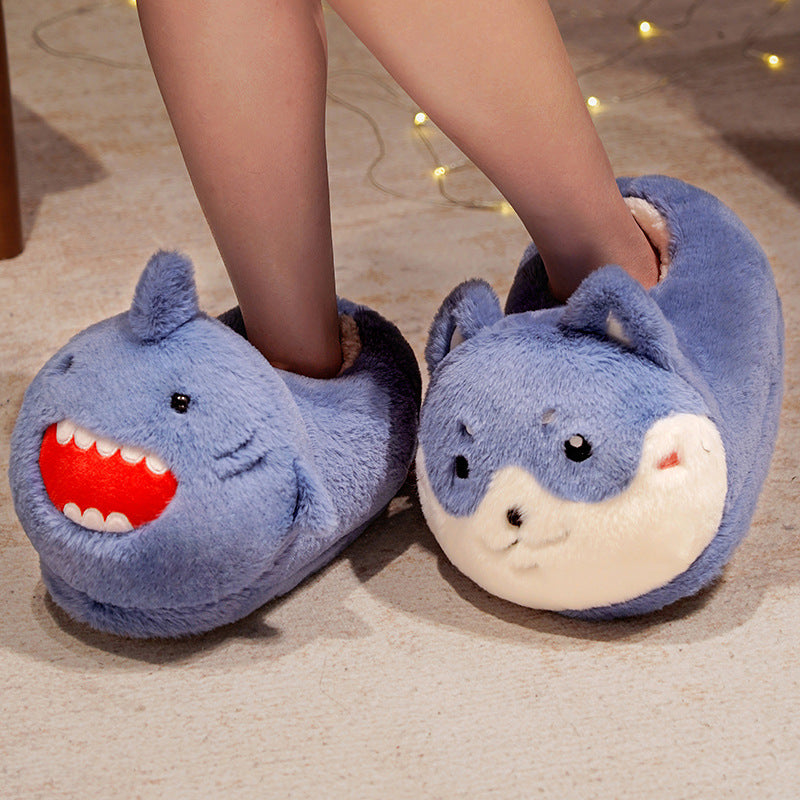 Shark Heel Cotton Slippers Winter Slippers Home Thick Warm Household Cotton Shoes