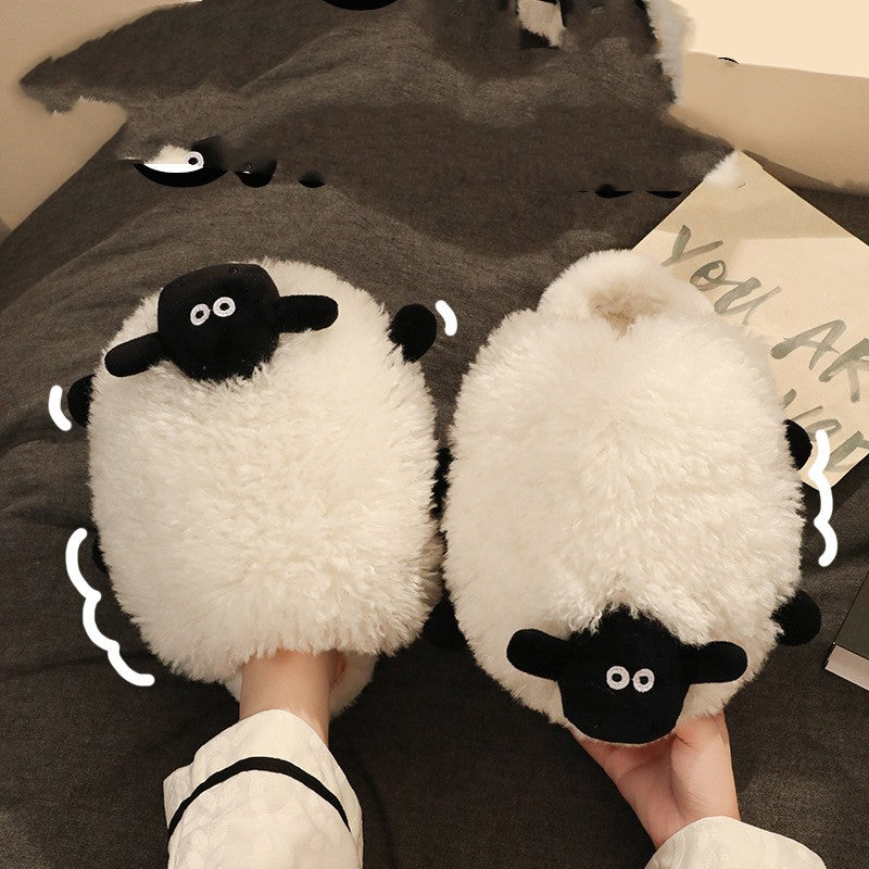 Cute Lamb Cotton Slippers Female Winter